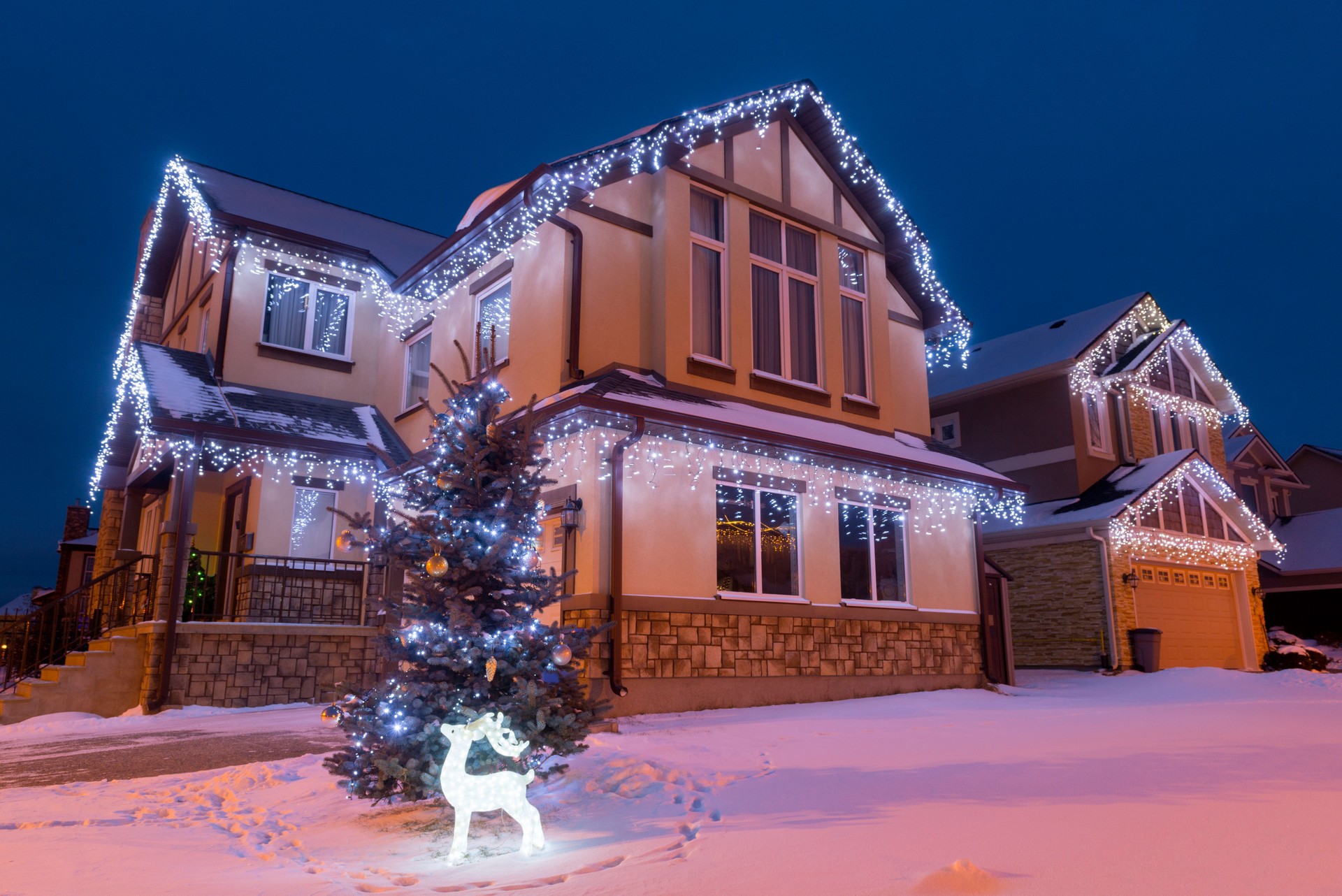 christmass suburban house
